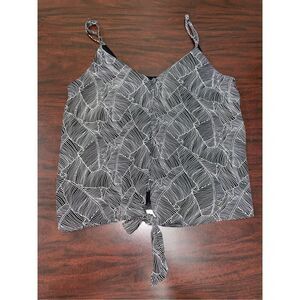 Sienna Sky Tie Front Black and White Tank Top